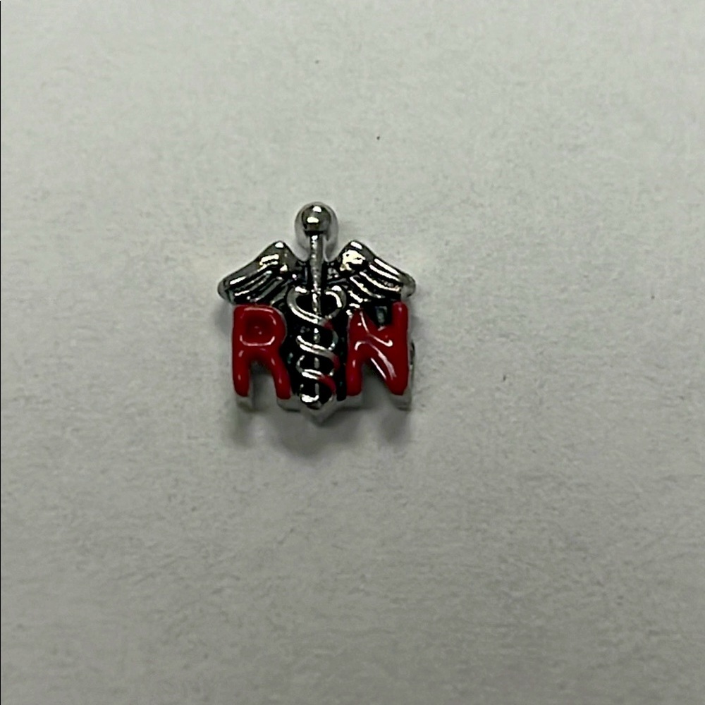 Origami Owl living locket Red and Silver RN Caduceus charm